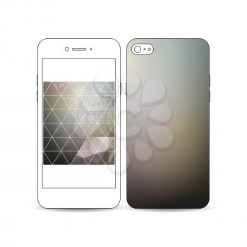 Mobile smartphone with an example of the screen and cover design isolated on white background. Microchip background, electrical circuits, science design vector template. 