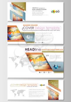 Social media and email headers set, modern banners. Business templates. Cover design template, easy editable, abstract flat layout in popular sizes. Abstract colorful triangle design vector background