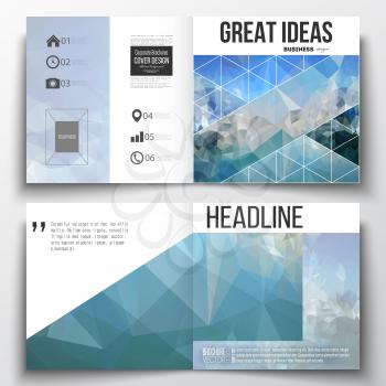 Set of annual report business templates for brochure, magazine, flyer or booklet. Abstract blue polygonal background, colorful backdrop, modern stylish vector texture.