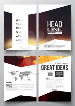 Set of business templates for brochure, magazine, flyer, booklet or annual report. Colorful polygonal backdrop, blurred natural background, modern triangle vector texture