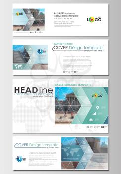 Social media and email headers set, modern banners. Business templates. Cover design template, easy editable, abstract flat layout in popular sizes. Abstract business background, blurred image, urban 