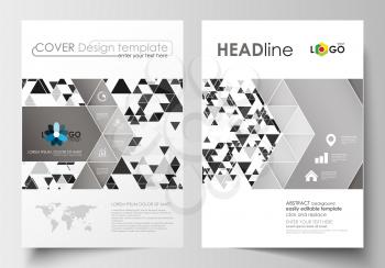 Business templates for brochure, magazine, flyer, booklet or annual report. Cover design template, easy editable blank, abstract flat layout in A4 size. Abstract triangle design background, modern gra