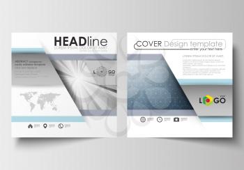 Business templates for square design brochure, magazine, flyer, booklet or annual report. Leaflet cover, abstract flat layout, easy editable blank. Abstract blue or gray business pattern with lines, m