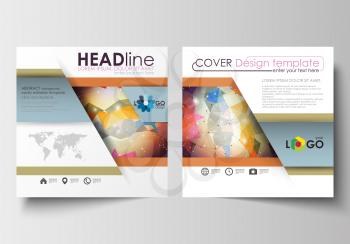 Business templates for square design brochure, magazine, flyer, booklet or annual report. Leaflet cover, abstract flat layout, easy editable blank. Abstract colorful triangle design vector background 