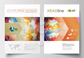 Business templates for brochure, magazine, flyer, booklet or annual report. Cover design template, easy editable blank, abstract flat layout in A4 size. Abstract colorful triangle design vector backgr