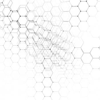 Chemistry 3D pattern, hexagonal design molecule structure on white, scientific medical research. Medicine, science and technology concept. Motion design. Geometric abstract background
