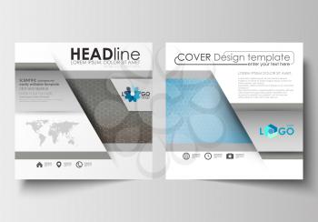 Business templates for square design brochure, magazine, flyer, booklet or annual report. Leaflet cover, abstract flat layout, easy editable blank. Scientific medical research, chemistry pattern, hexa