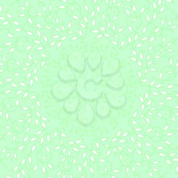 Abstract green color frame design. Circle made background with leaves. Spa concept in linear style. Vector decoration for fashion, cosmetics, beauty industry.