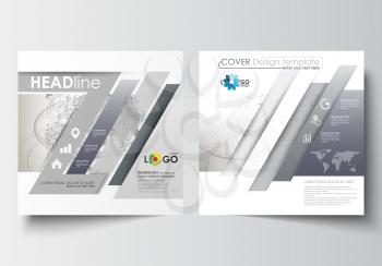 Business templates for square design brochure, magazine, flyer, booklet or annual report. Leaflet cover, abstract flat layout, easy editable blank. Dotted world globe with construction and polygonal m