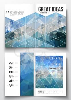 Set of business templates for brochure, magazine, flyer, booklet or annual report. Abstract blue polygonal background, colorful backdrop, modern stylish vector texture.