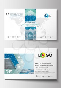 Business card templates. Cover design template, easy editable blank, abstract blue flat layout, vector illustration