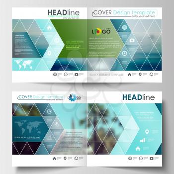 Business templates for square design brochure, magazine, flyer, booklet or annual report. Leaflet cover, abstract flat style travel decoration layout, easy editable vector template, colorful blurred n