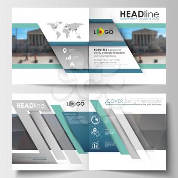 Business templates for square design brochure, magazine, flyer, booklet or annual report. Leaflet cover, abstract flat layout, easy editable blank. Abstract business background, blurred image, urban l