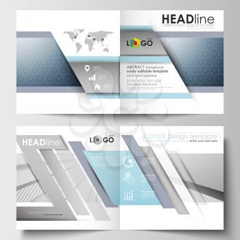 Business templates for square design brochure, magazine, flyer, booklet or annual report. Leaflet cover, abstract flat layout, easy editable blank. Abstract blue or gray business pattern with lines, m