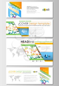 Social media and email headers set, modern banners. Business templates. Cover design template, easy editable, abstract flat layout in popular sizes. Abstract triangles, triangular background, modern c
