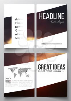 Set of business templates for brochure, magazine, flyer, booklet or annual report. Colorful backdrop, blurred natural background, modern stylish vector texture.