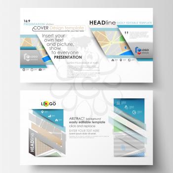 Business templates in HD format for presentation slides. Easy editable abstract layouts in flat design. City map with streets. Flat design template for tourism businesses, abstract vector illustration