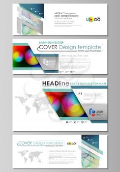 Social media and email headers set, modern banners. Business templates. Easy editable abstract design template, flat layout in popular sizes, vector illustration. Colorful design with overlapping geom