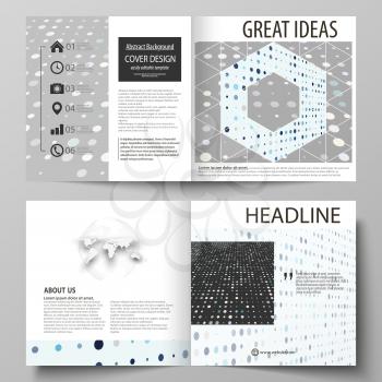 Business templates for square design bi fold brochure, magazine, flyer, booklet or annual report. Leaflet cover, abstract flat layout, easy editable vector. Abstract soft color dots with illusion of d