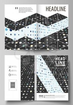 Business templates for bi fold brochure, magazine, flyer, booklet or annual report. Cover design template, easy editable vector, abstract flat layout in A4 size. Abstract soft color dots with illusion