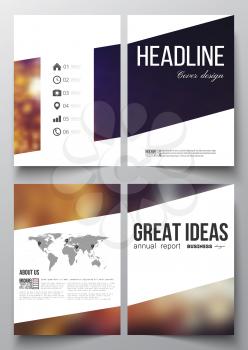 Set of business templates for brochure, magazine, flyer, booklet or annual report. Colorful background, blurred image, night city landscape, festive cityscape.
