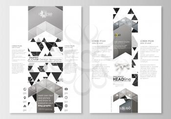 Blog graphic business templates. Page website design template, easy editable, abstract flat layout. Abstract triangle design background, modern gray color polygonal vector.