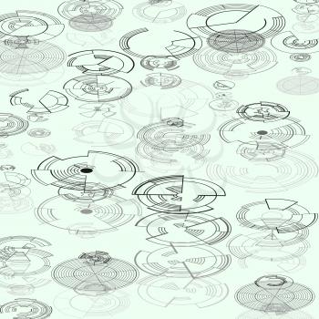 Abstract hud elements on white background. High tech design, round interfaces, connecting systems. Science and technology concept. Futuristic vector decoration
