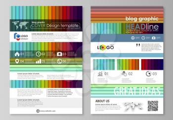 Blog graphic business templates. Page website design template, easy editable abstract flat layout, vector illustration. Bright color rectangles, colorful design with overlapping geometric rectangular 