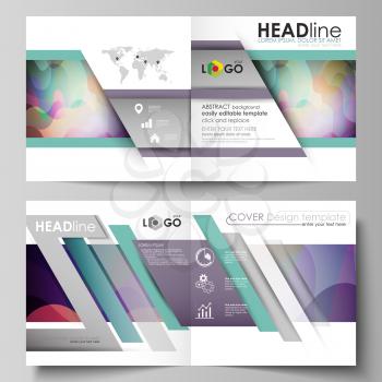 Business templates for square design bi fold brochure, magazine, flyer, booklet or annual report. Leaflet cover, abstract flat layout, easy editable vector. Bright color pattern, colorful design with 