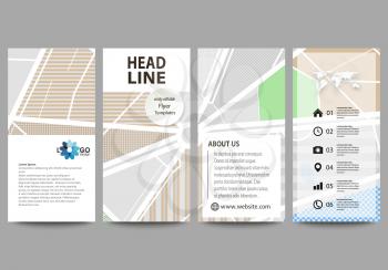 Flyers set, modern banners. Business templates. Cover design template, easy editable, abstract flat layouts. City map with streets. Flat design template for tourism businesses, abstract vector illustr