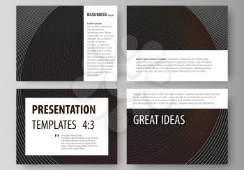 Set of business templates for presentation slides. Easy editable abstract vector layouts in flat design. Dark color modern abstract background with colorful circles.