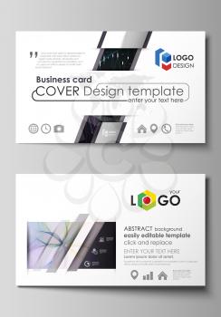 Business card templates. Easy editable layout, abstract vector design template. Colorful abstract infographic background in minimalist style made from lines, symbols, charts, diagrams and other elemen