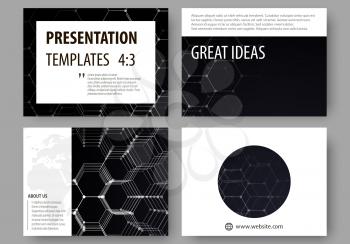 Business templates for presentation slides. Easy editable vector layouts. Chemistry pattern, hexagonal molecule structure, scientific or medical research. Medicine, science and technology concept