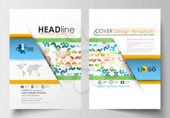 Business templates for brochure, magazine, flyer, booklet or annual report. Cover design template, easy editable blank, abstract flat layout in A4 size. Abstract triangles, triangular background, mode