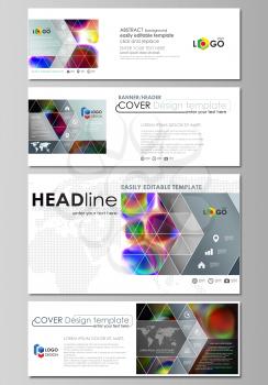 Social media and email headers set, modern banners. Business templates. Easy editable abstract design template, flat layout in popular sizes, vector illustration. Colorful design background with abstr