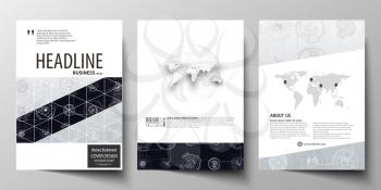 Business templates for brochure, magazine, flyer, booklet or annual report. Cover template, layout in A4 size. High tech design, connecting system. Science and technology concept. Futuristic abstract 