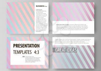 Set of business templates for presentation slides. Easy editable abstract vector layouts in flat design. Sweet pink and blue decoration, pretty romantic design, cute candy background.