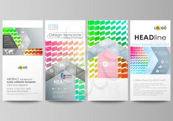 Flyers set, modern banners. Business templates. Cover design template, easy editable abstract vector layouts. Colorful rectangles, moving dynamic shapes forming abstract polygonal style background.