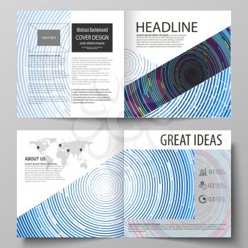 Business templates for square design bi fold brochure, magazine, flyer, booklet or annual report. Leaflet cover, abstract flat layout, easy editable vector. Blue color background in minimalist style m