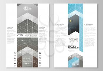 Blog graphic business templates. Page website design template, easy editable, abstract flat layout. Scientific medical research, chemistry pattern, hexagonal design molecule structure, science vector 