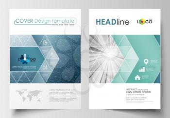Business templates for brochure, magazine, flyer, booklet or annual report. Cover design template, easy editable blank, abstract flat layout in A4 size. Abstract blue or gray business pattern with lin