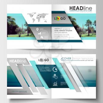 Business templates for square design brochure, magazine, flyer, booklet or annual report. Leaflet cover, abstract flat style travel decoration layout, easy editable vector template, colorful blurred n