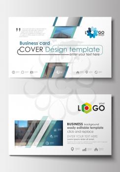 Business card templates. Cover design template, easy editable blank, abstract flat layout. Abstract business background, blurred image, urban landscape, modern stylish vector.