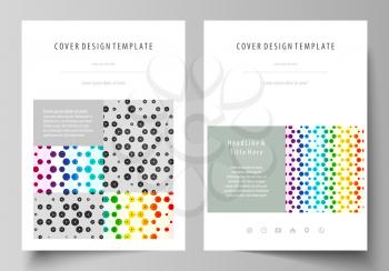 Business templates for brochure, magazine, flyer, booklet or annual report. Cover design template, easy editable vector, abstract flat layout in A4 size. Chemistry pattern, hexagonal molecule structur