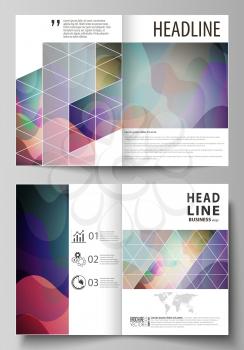 Business templates for bi fold brochure, magazine, flyer, booklet or annual report. Cover design template, easy editable vector, abstract flat layout in A4 size. Bright color pattern, colorful design 