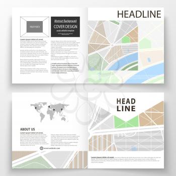 Business templates for square bi fold brochure, magazine, flyer, report. Leaflet cover, easy editable layout. City map with streets. Flat design template, tourism businesses, abstract vector illustrat