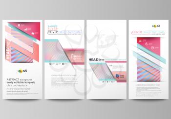 Flyers set, modern banners. Business templates. Cover design template, easy editable abstract vector layouts. Sweet pink and blue decoration, pretty romantic design, cute candy background.