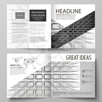 Business templates for square design bi fold brochure, magazine, flyer, booklet or annual report. Leaflet cover, abstract flat layout, easy editable vector. Abstract infinity background, 3d structure 