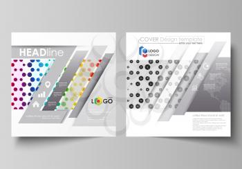 Business templates for square design brochure, magazine, flyer, booklet or annual report. Leaflet cover, abstract flat layout, easy editable vector. Chemistry pattern, hexagonal design molecule struct