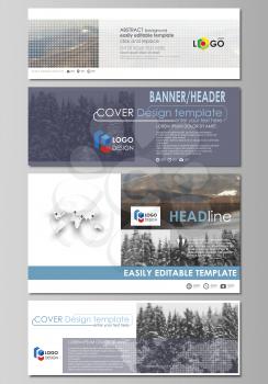 Social media and email headers set, modern banners. Business templates. Easy editable abstract design template, vector layouts in popular sizes. Abstract landscape of nature. Dark color pattern in vin